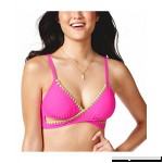 Bikini Nation Women's Junior's Contrast-Trim Faux-Wrap Halter Bikini Top Shocking Pink B06XGB92H9